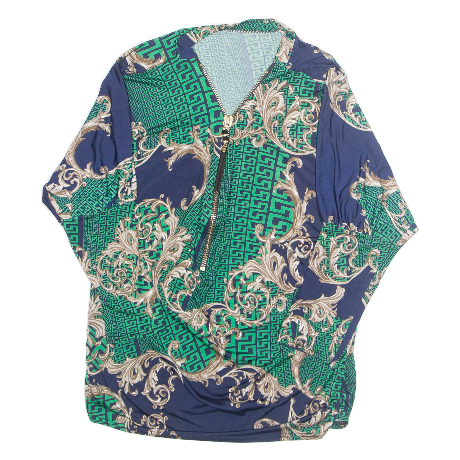 Buy Womens Printed Blouse Green High Neck 3/4 Sleeve Geometric L Refurbished - $16.89 Womens Printed Blouse Green High Neck 3/4 Sleeve Geometric L Refurbished - N/A refurbished available on Cerqular