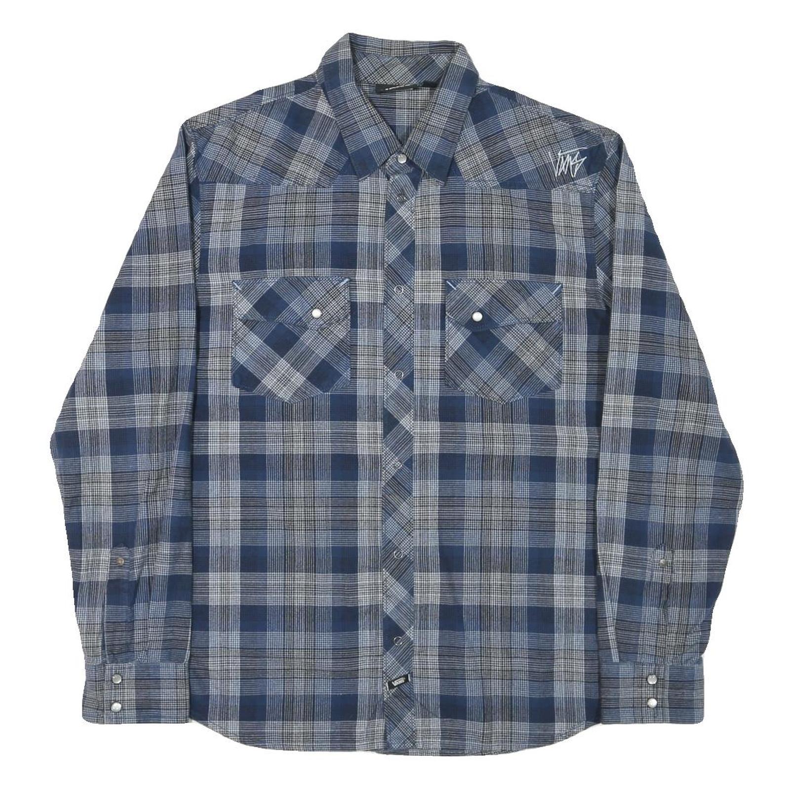 VANS Mens Blue Check Shirt M Long Sleeve Cotton Blend Casual Western Style Refurbished - N/A refurbished available on Cerqular