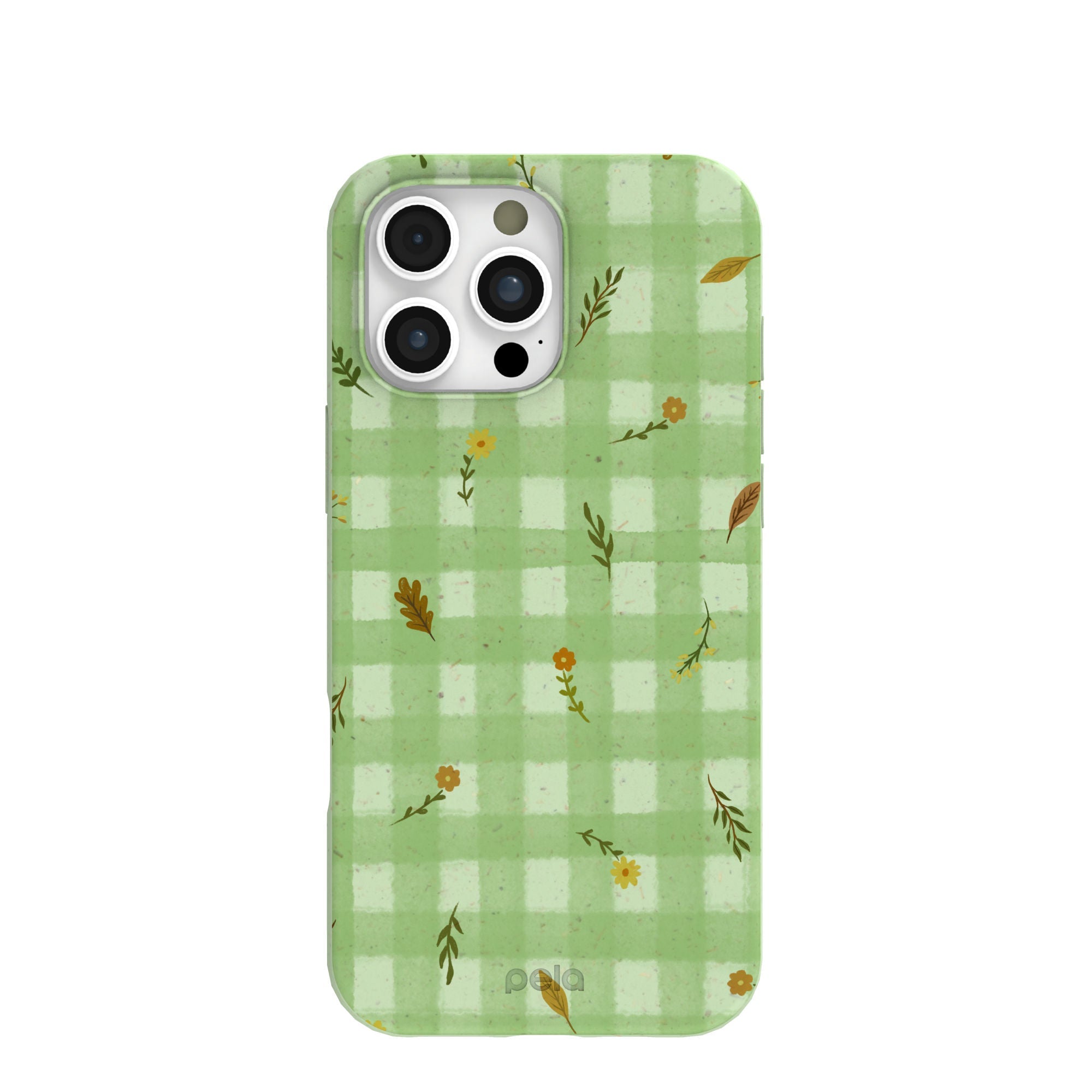 Sage Green Fall Gingham iPhone 16 Pro Max Case Refurbished - Pela Case refurbished available on Cerqular