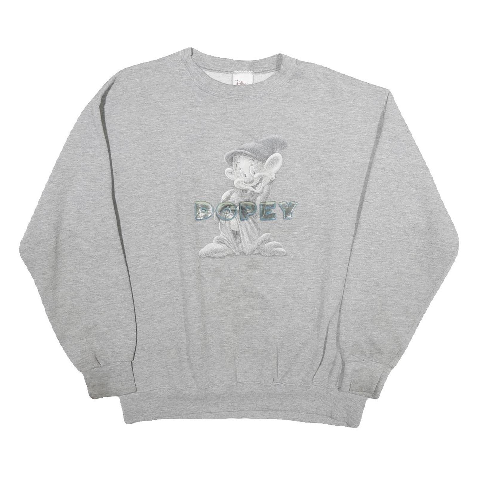 DISNEY Mens Grey Dopey Character Crew Neck L Cotton Pullover Sweatshirt Refurbished - N/A refurbished available on Cerqular