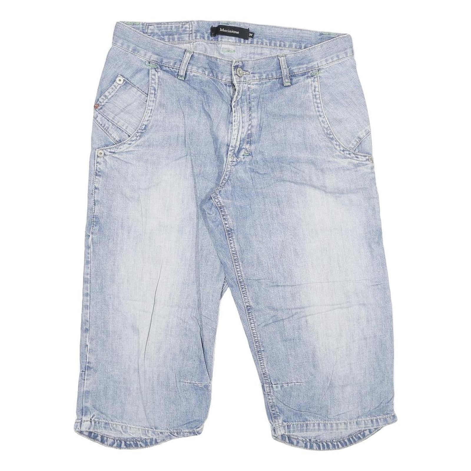 MATINIQUE Mens Denim Blue Casual Shorts XL W34 Cotton Blend Comfortable Fit Refurbished - N/A refurbished available on Cerqular