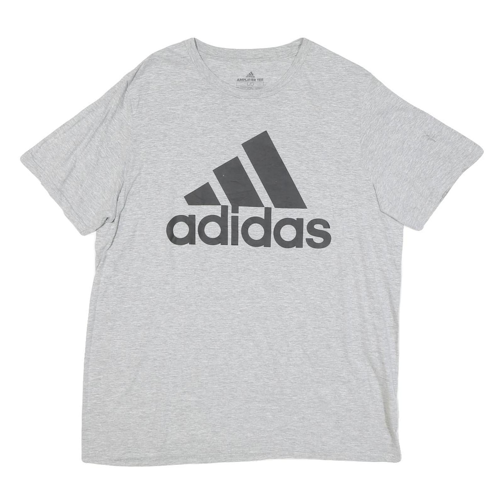 ADIDAS Mens Grey Athletic T-Shirt L Short Sleeve Crew Neck Logo Sportswear Refurbished - N/A refurbished available on Cerqular