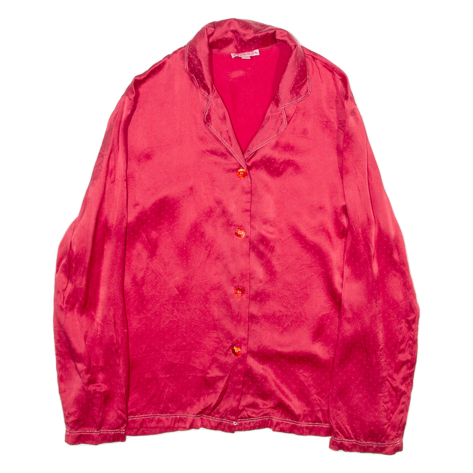 BELDONA Womens Shirt Red Silk Polka Dot Long Sleeve S Refurbished - N/A refurbished available on Cerqular