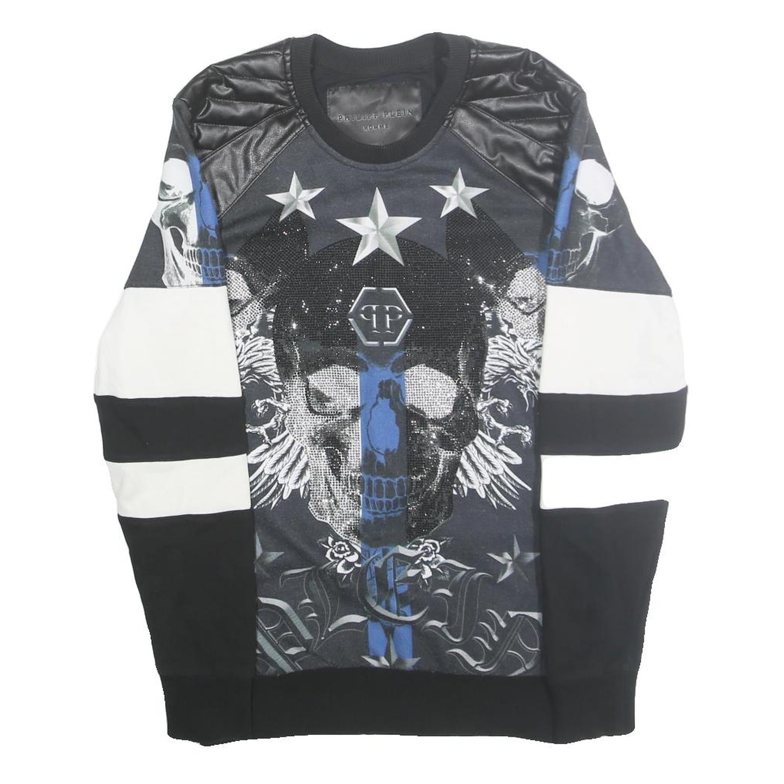 PHILIPP PLEIN Mens Black & White Skull Graphic Crew Neck S Sweatshirt Designer Refurbished - N/A refurbished available on Cerqular