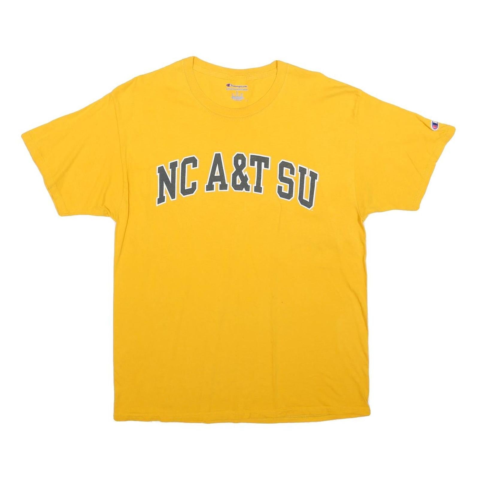 CHAMPION Mens Yellow NC A&T SU Classic T-Shirt L Short Sleeve Crew Neck Cotton Refurbished - N/A refurbished available on Cerqular