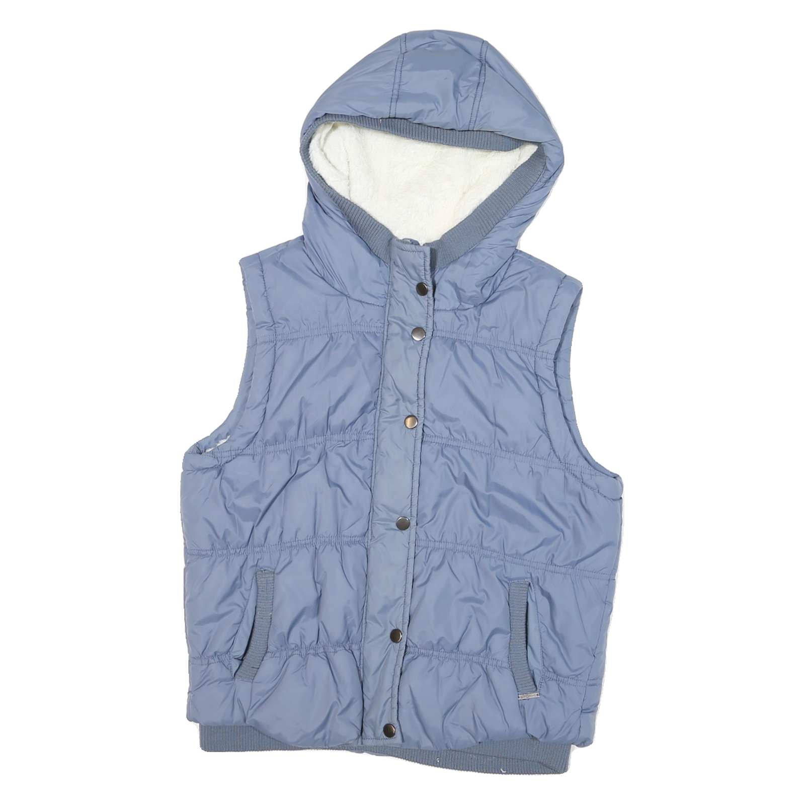 ATTRATTIVO Womens Blue Sleeveless Hooded Zip Jacket UK 10 Polyester Blend Puffer Refurbished - N/A refurbished available on Cerqular