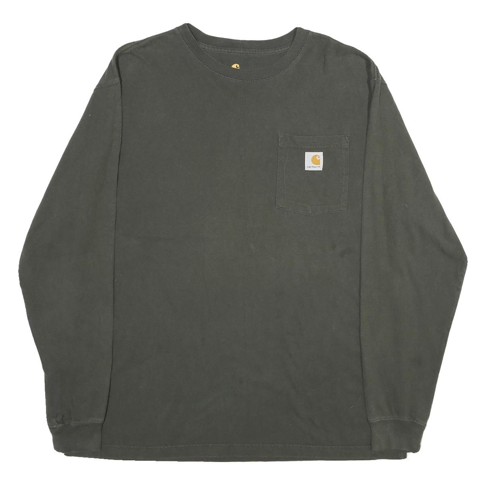 CARHARTT Mens Grey Pocket T-Shirt L Long Sleeve Crew Neck Cotton Classic Refurbished - N/A refurbished available on Cerqular