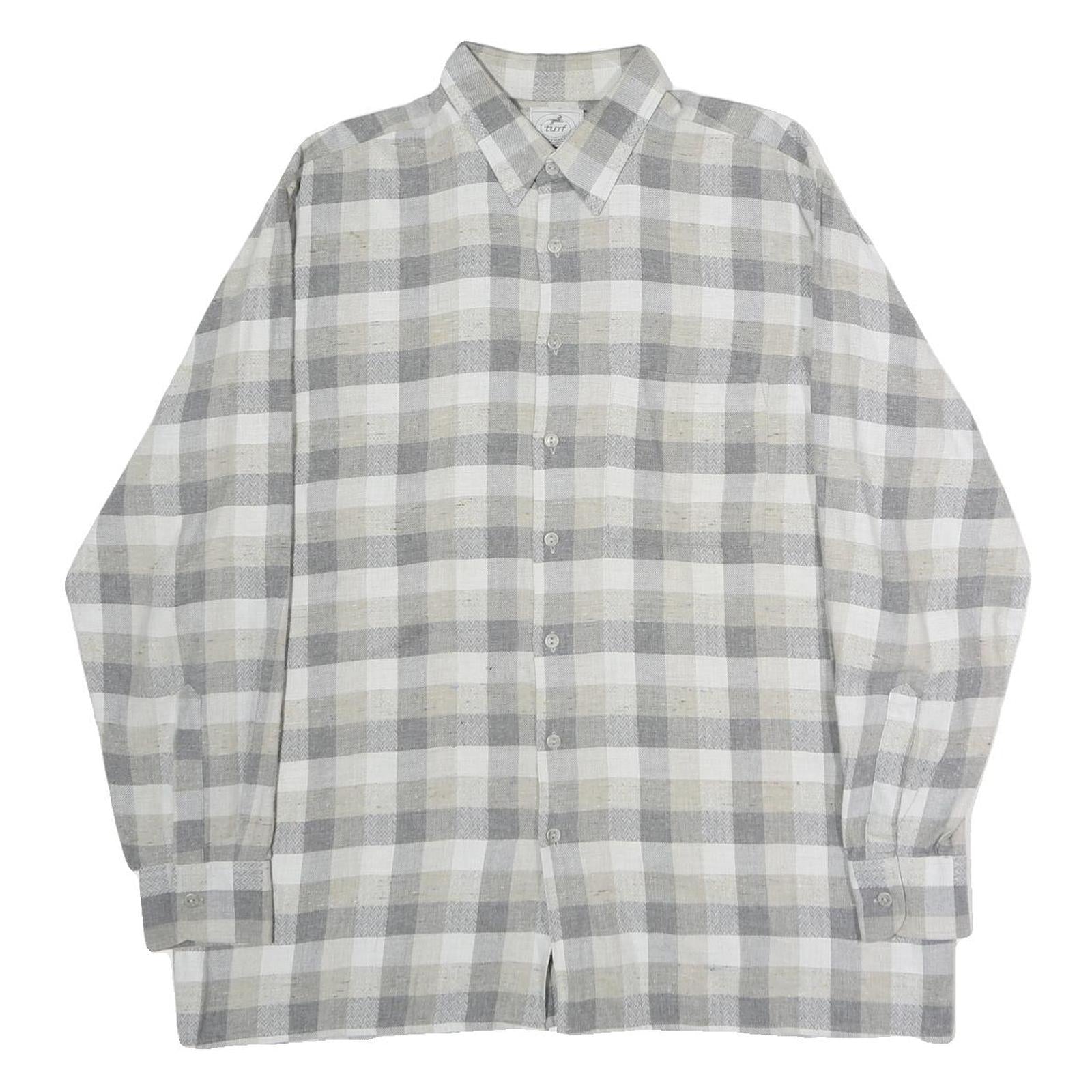 Buy TURF Mens Grey & Cream Check Shirt L Cotton Blend Casual Long Sleeve Button Down Refurbished - $16.89 TURF Mens Grey & Cream Check Shirt L Cotton Blend Casual Long Sleeve Button Down Refurbished - N/A refurbished available on Cerqular