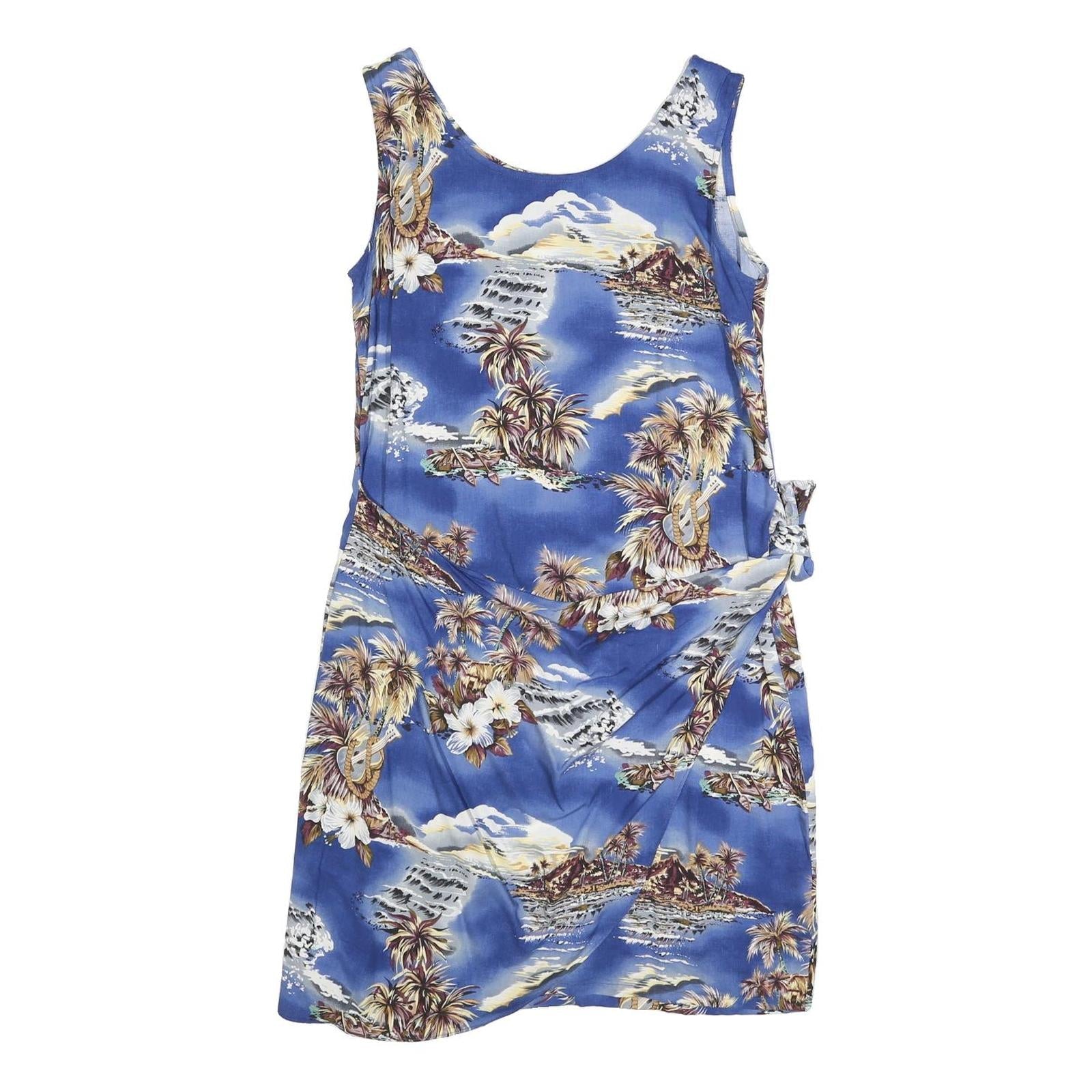 HAWAIIAIN Womens Blue Tropical Print Sleeveless Day Cotton Blend Dress M Refurbished - N/A refurbished available on Cerqular