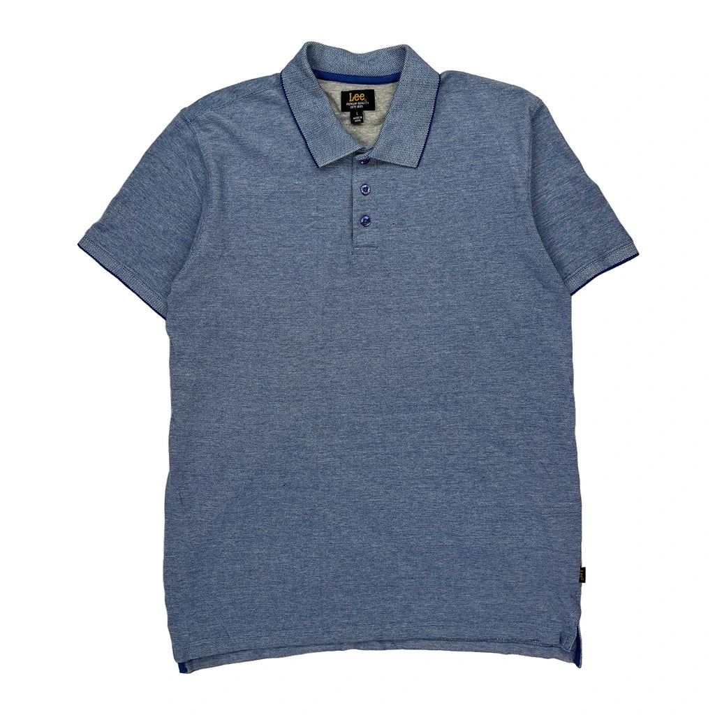 Lee Polo Shirt - Large Blue Cotton Refurbished - Thrifted (note: this is a term often used to describe second- refurbished available on Cerqular