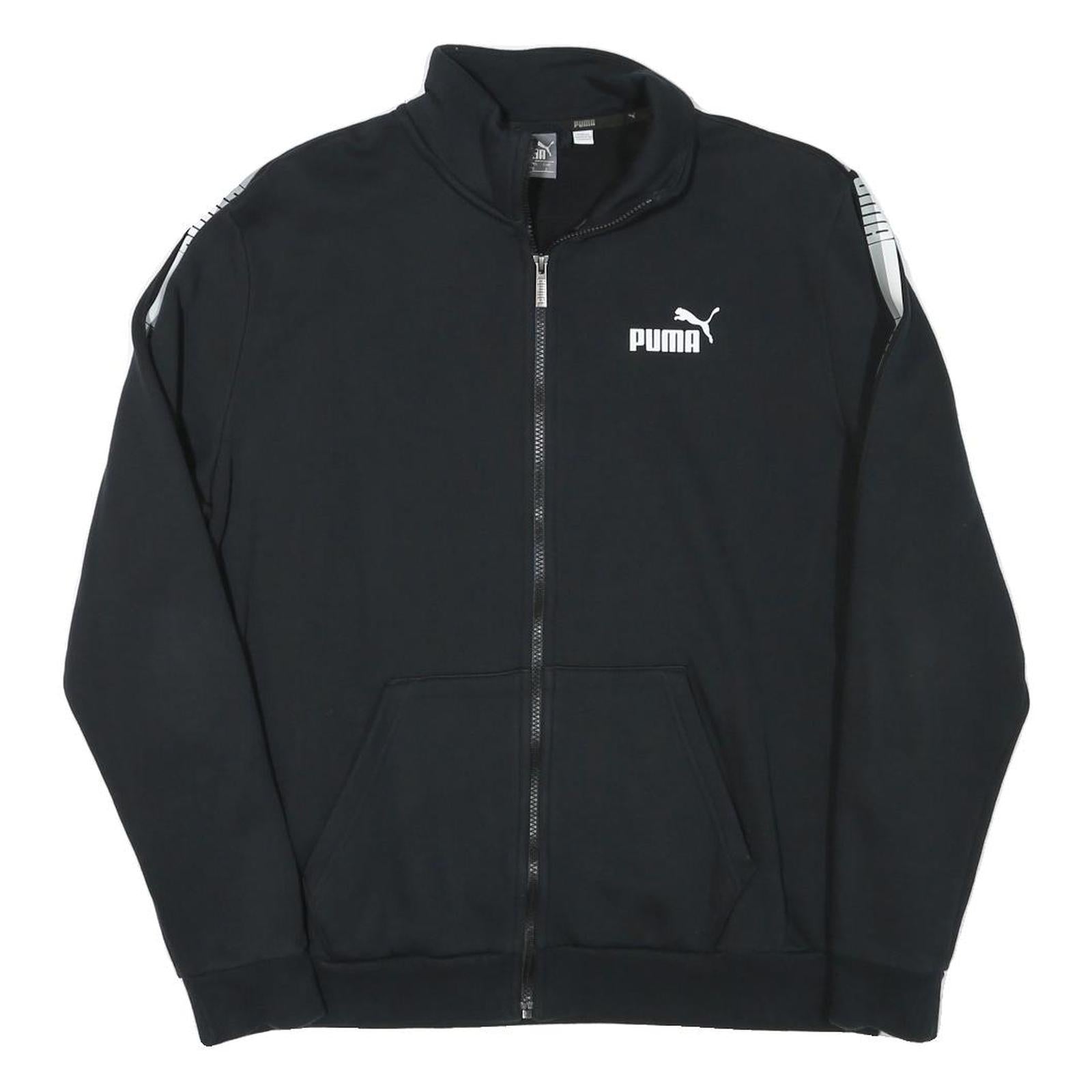PUMA Mens Black Jacket L Cotton Blend Zip Plain Sports Logo Track Jacket Refurbished - N/A refurbished available on Cerqular