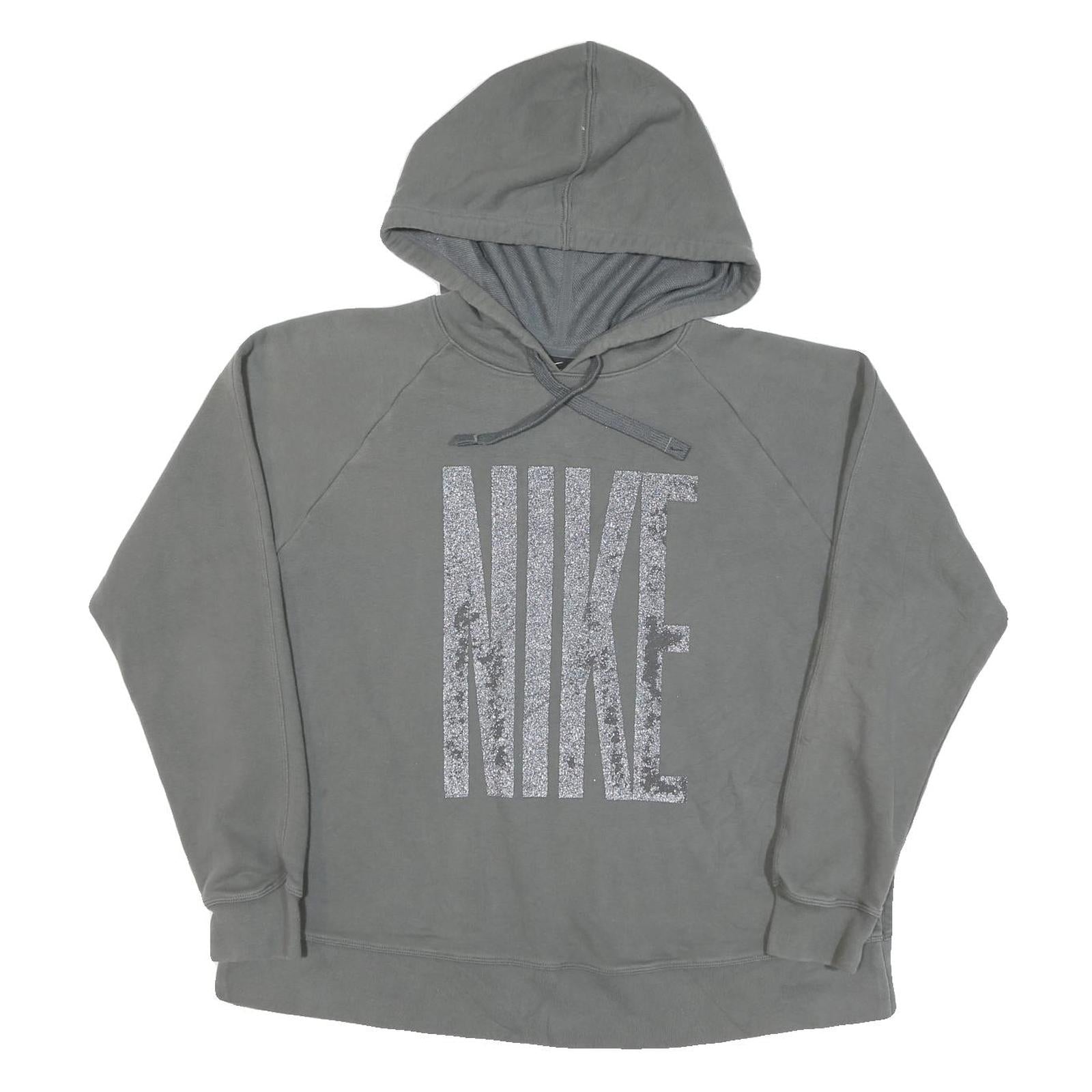 NIKE Womens Grey Hoodie L Cotton Pullover Casual Sports Sweatshirt Refurbished - N/A refurbished available on Cerqular