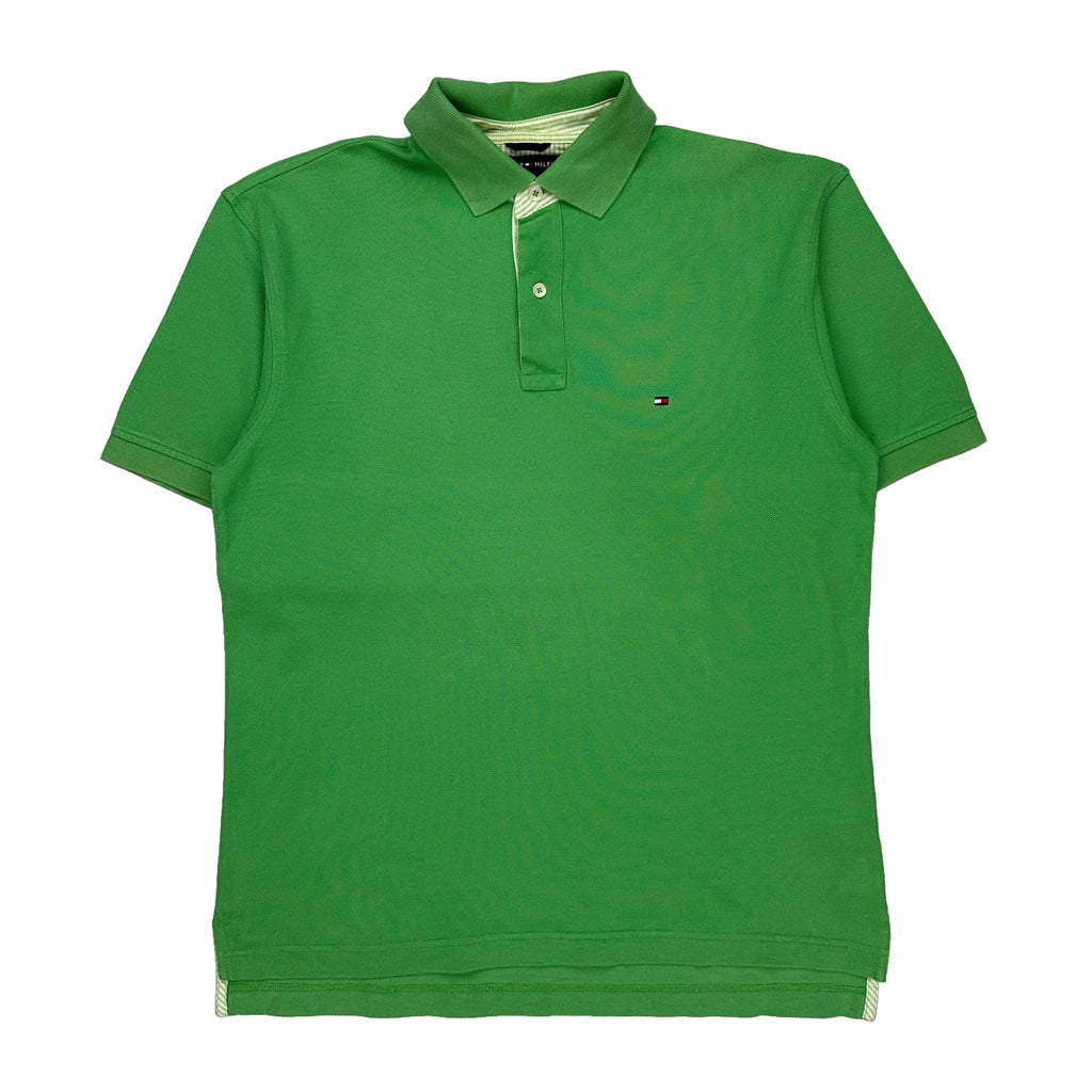 Tommy Hilfiger Polo Shirt - Medium Green Cotton Refurbished - Thrifted (note: this is a term often used to describe second- refurbished available on Cerqular