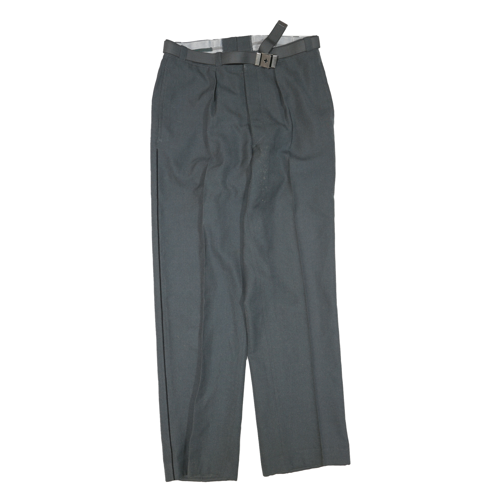 Mens Grey Wool Blend Regular Fit Trousers W32 L32 Classic Zip Closure Formal Refurbished - N/A refurbished available on Cerqular