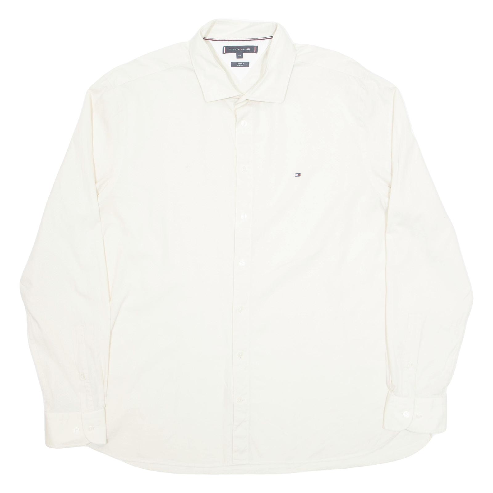 TOMMY HILFIGER Slim Fit Mens Plain Shirt Cream Long Sleeve 2XL Refurbished - N/A refurbished available on Cerqular
