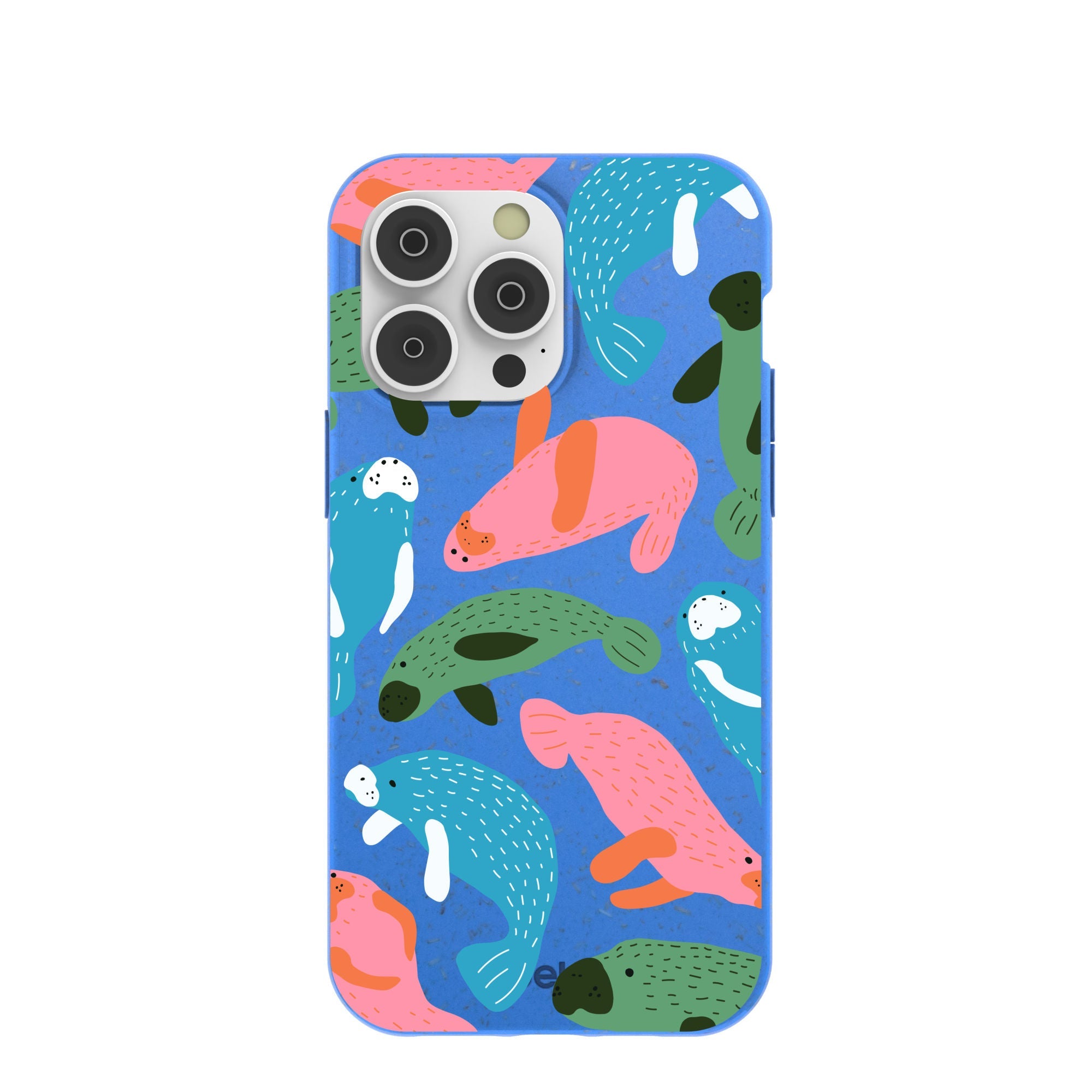 Electric Blue Sea Cows iPhone 14 Pro Max Case Refurbished - Pela Case refurbished available on Cerqular
