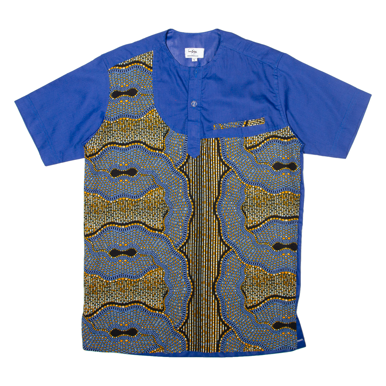 INSIDE AFRICA Mens Shirt Blue Crazy Pattern L Refurbished - N/A refurbished available on Cerqular