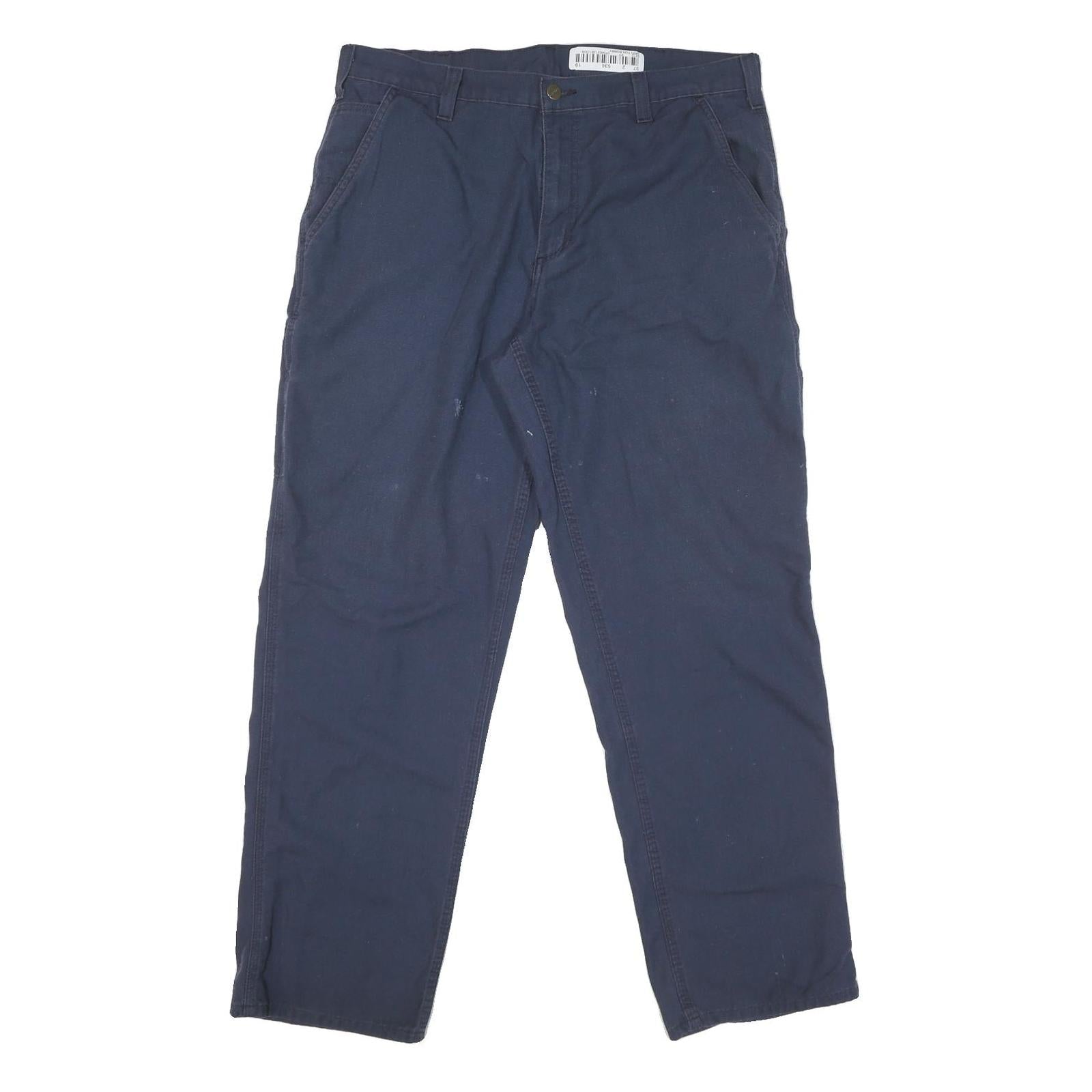 CARHARTT Mens Regular Navy Blue Cotton Blend Zip Trousers W36 L31 Workwear Refurbished - N/A refurbished available on Cerqular