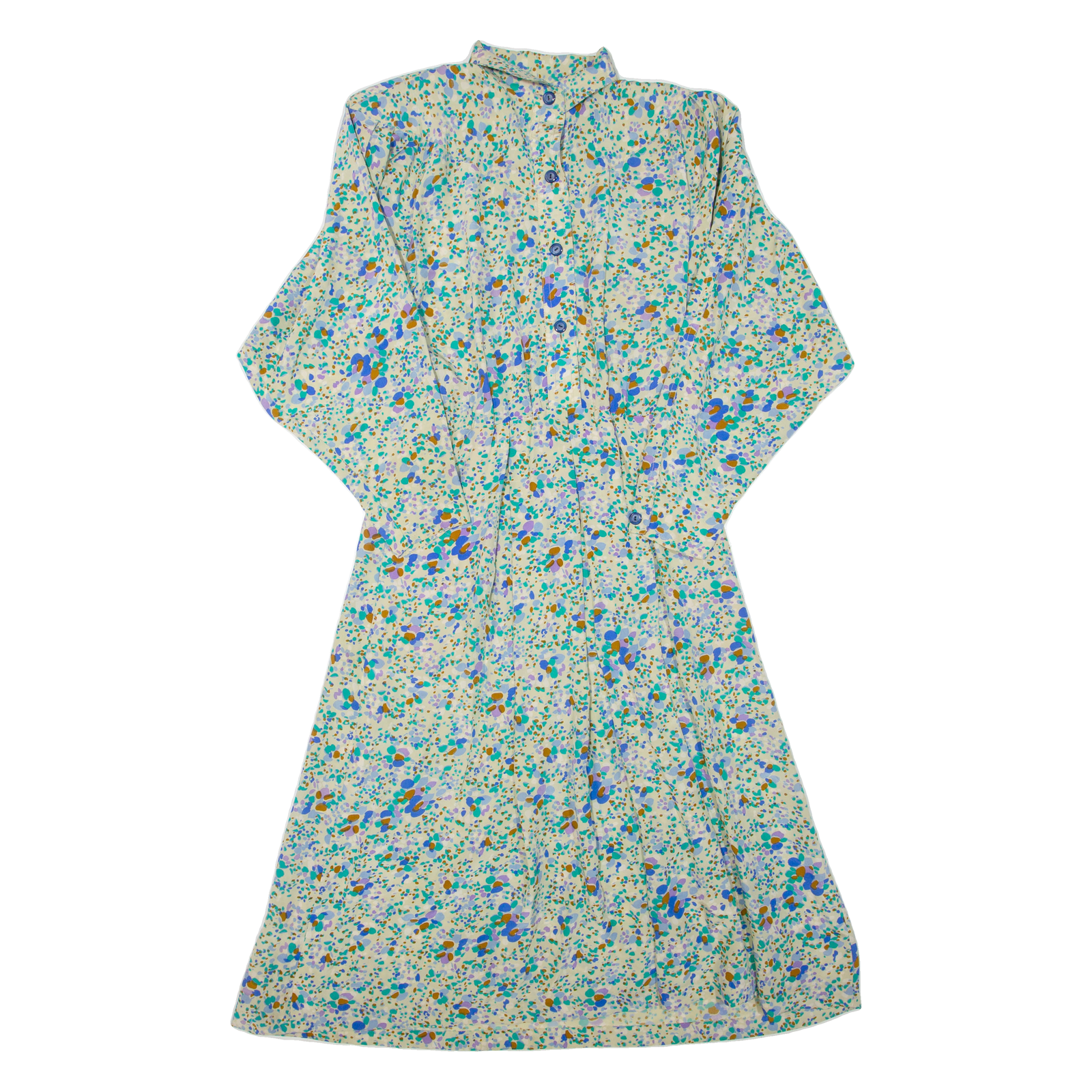 Womens Day Dress Beige Floral Long Sleeve Midi M Refurbished - N/A refurbished available on Cerqular