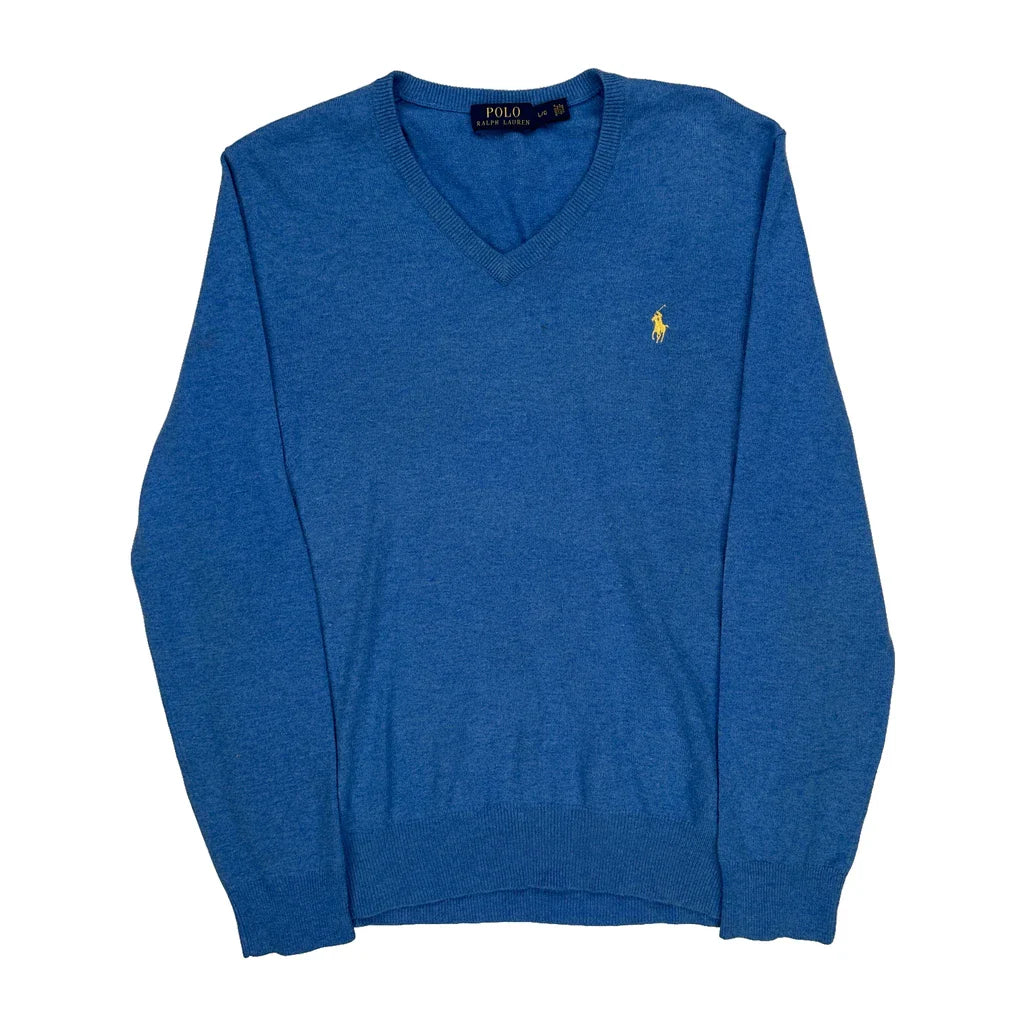 Polo By Ralph Lauren Jumper - Large Blue Cotton Refurbished - Thrifted (note: this is a term often used to describe second- refurbished available on Cerqular