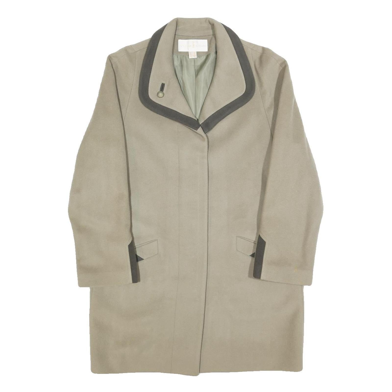 UN JOUR AILLEURS Womens Beige & Grey Button Wool Blend Jacket UK 8 Classic Fit Refurbished - N/A refurbished available on Cerqular