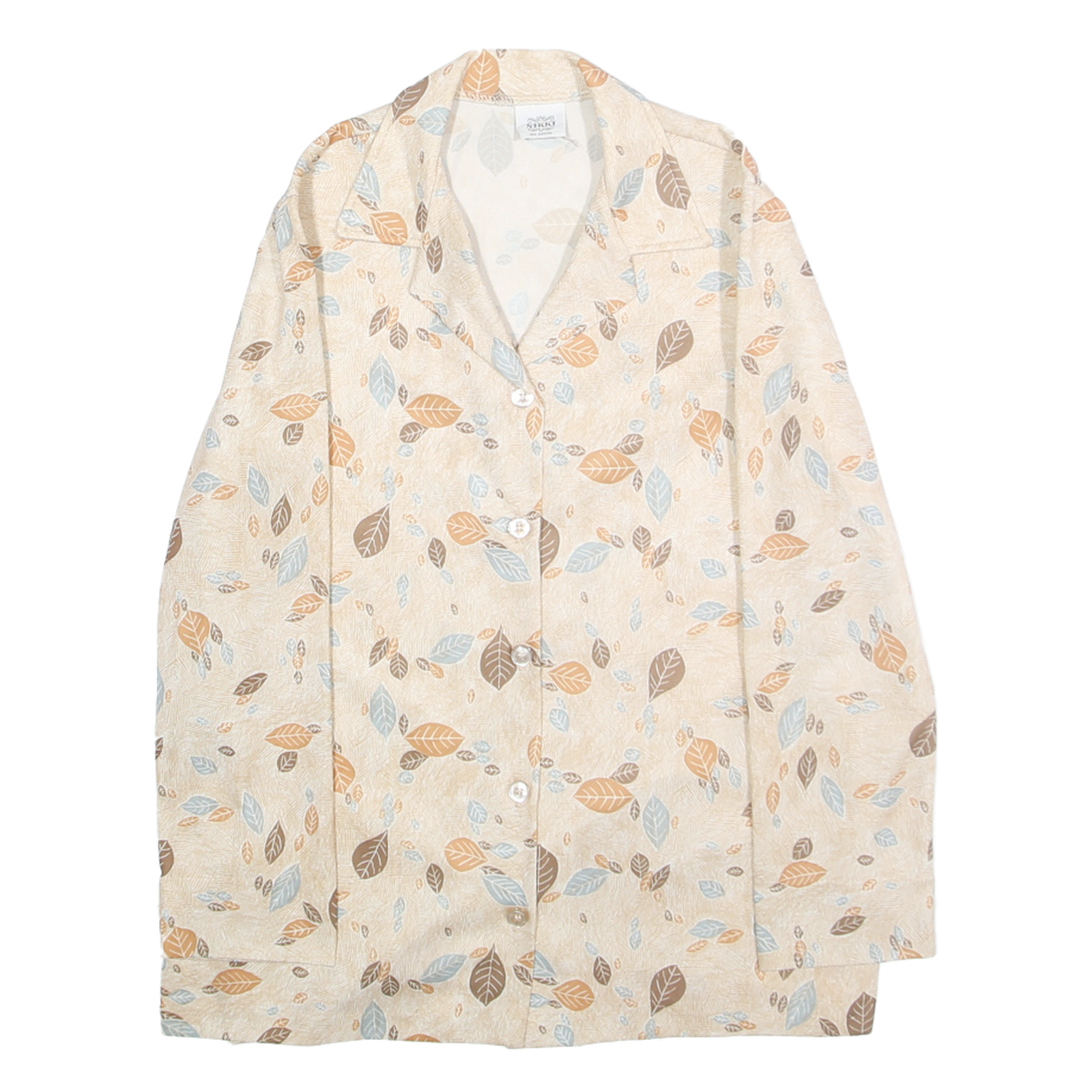Buy NIKKI Womens Beige & Brown Leaf Print Shirt XS Lightweight Casual Button Up Refurbished - $16.89 NIKKI Womens Beige & Brown Leaf Print Shirt XS Lightweight Casual Button Up Refurbished - N/A refurbished available on Cerqular