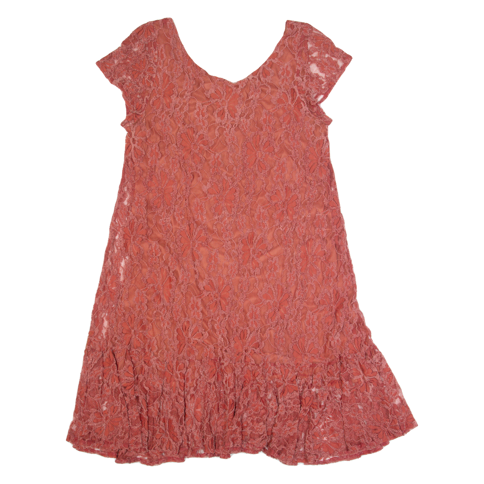 GANNI Womens Day Dress Red Lace Short Sleeve Knee Length S Refurbished - N/A refurbished available on Cerqular