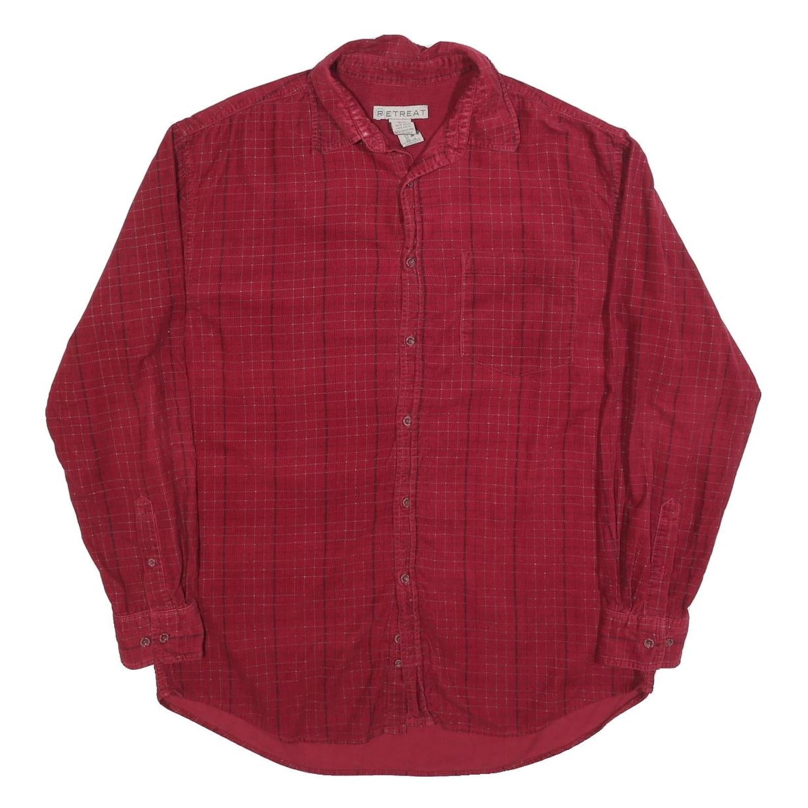 RETREAT Mens Red Check Shirt M Cotton Blend Casual Checked Button Down Refurbished - N/A refurbished available on Cerqular