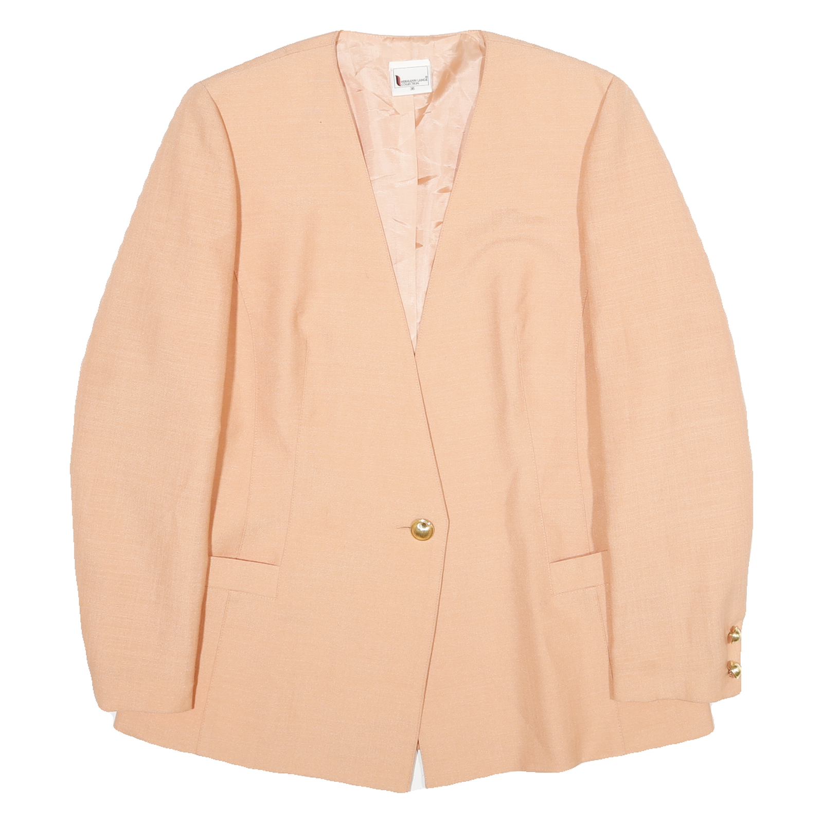HERMAN LANGE Womens Peach Wool Blend Tailored Jacket M Button Plain Elegant Refurbished - N/A refurbished available on Cerqular
