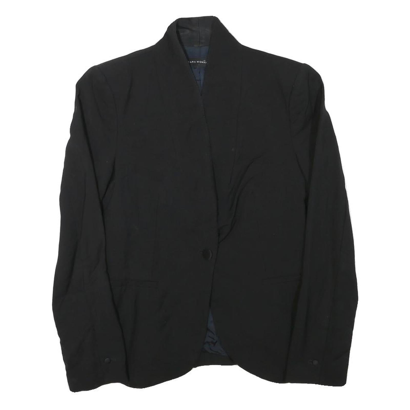 ZARA Womens Black Tailored Jacket M Polyester Blend Button Closure Plain Refurbished - N/A refurbished available on Cerqular