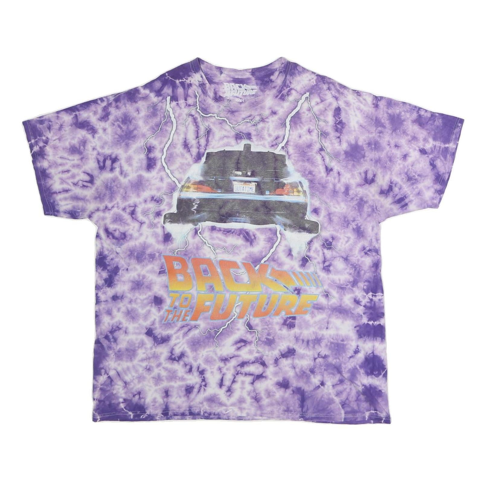 BACK TO THE FUTURE Mens Purple Tie Dye Graphic T-Shirt 2XL Short Sleeve Crew Refurbished - N/A refurbished available on Cerqular