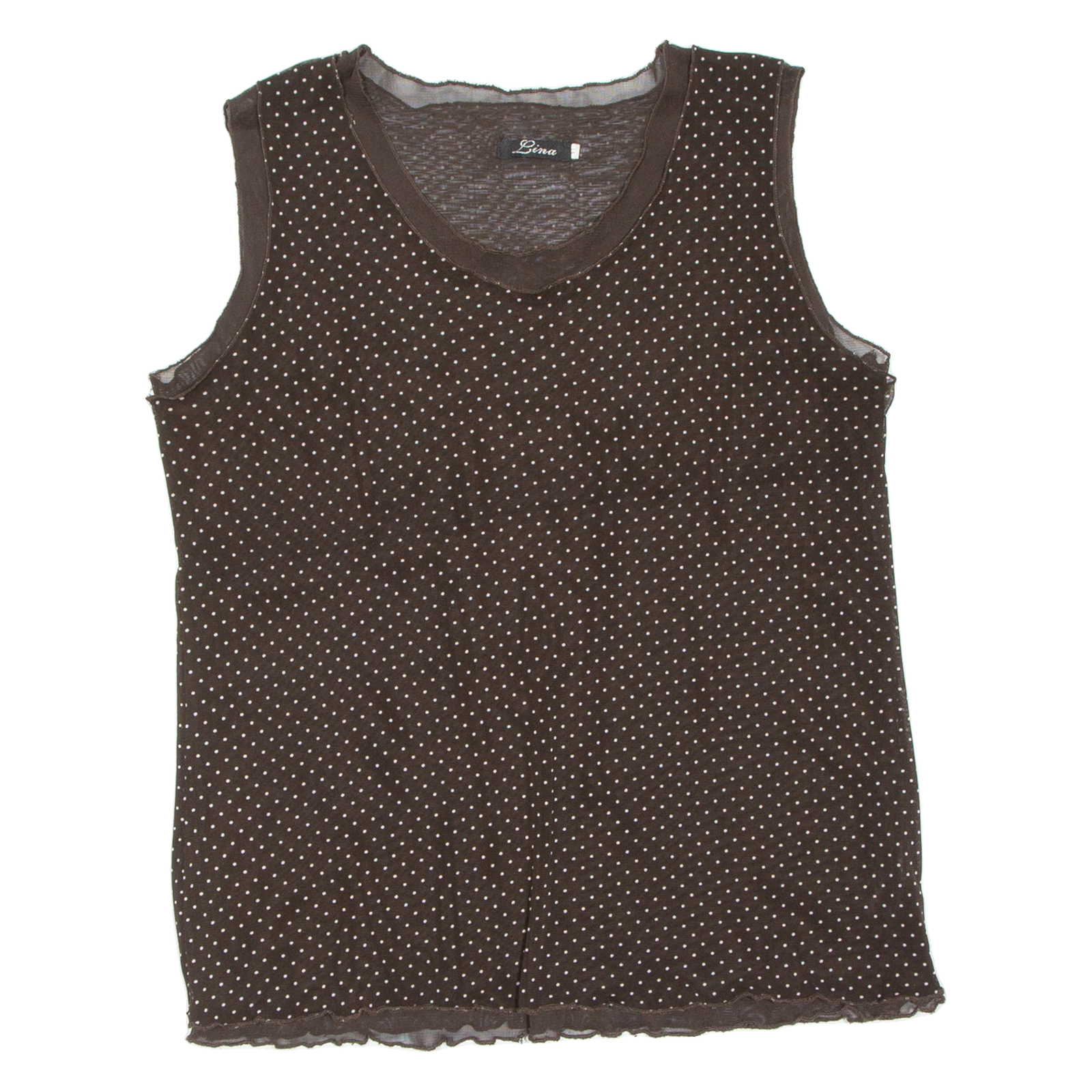 LINA Womens Printed Vest Brown Sleeveless Spotted XL Refurbished - N/A refurbished available on Cerqular