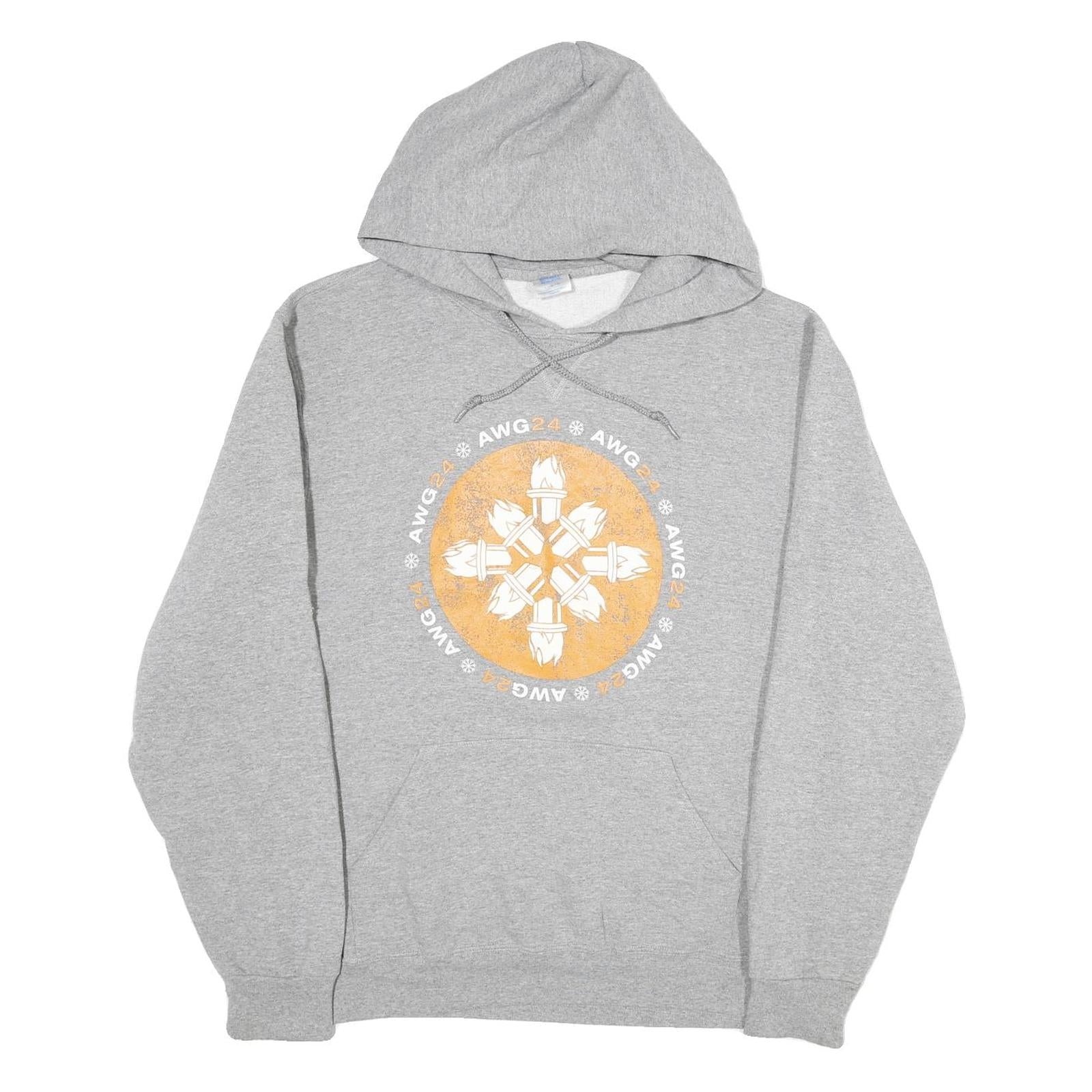 RUSSELL ATHLETIC Mens Grey AWG24 Logo Pullover Hoodie L Casual Cotton Sweatshirt Refurbished - N/A refurbished available on Cerqular