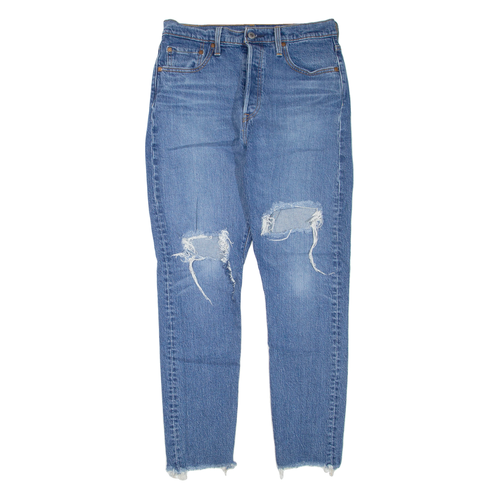 LEVI'S 501 Jeans Distressed Womens Blue Regular Straight W30 L28 Refurbished - N/A refurbished available on Cerqular