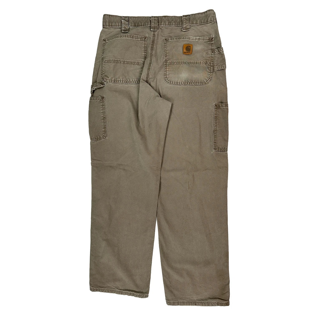 Carhartt Carpenter Trousers - 32W 32L Brown Cotton Refurbished - Thrifted (note: this is a term often used to describe second- refurbished available on Cerqular