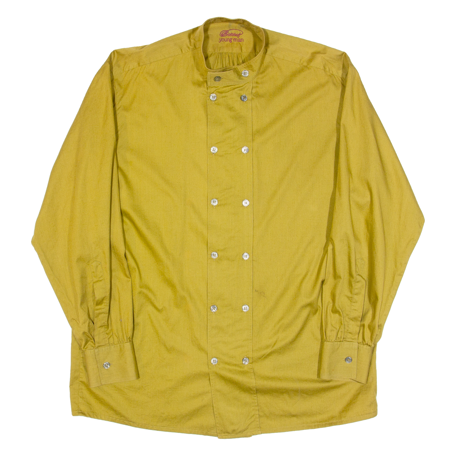 YOUNG MAN Oriental Inspired Mens Plain Shirt Gold 90s Long Sleeve XL Refurbished - N/A refurbished available on Cerqular