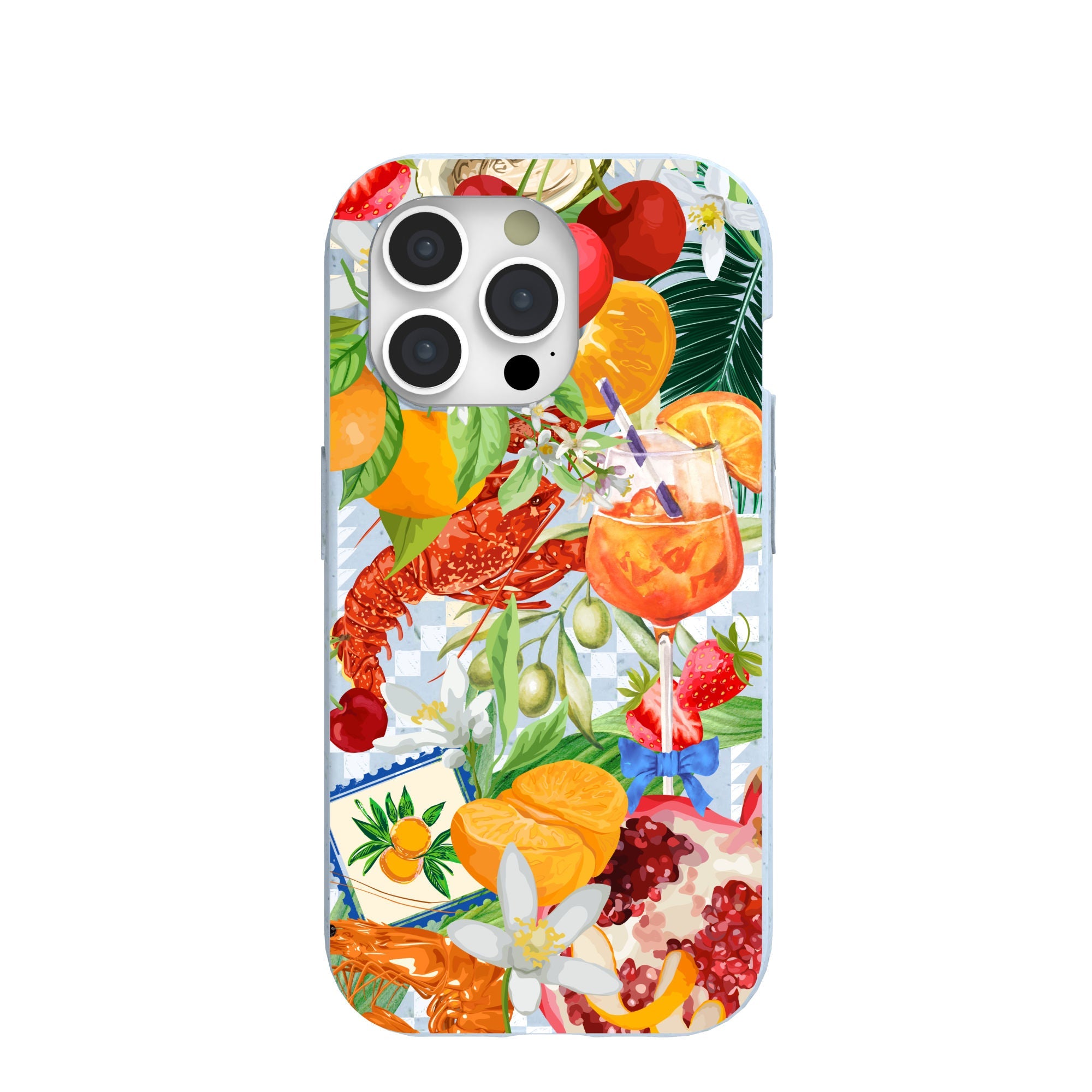 Powder Blue Mediterranean Summers iPhone 15 Pro Case Refurbished - Pela Case refurbished available on Cerqular