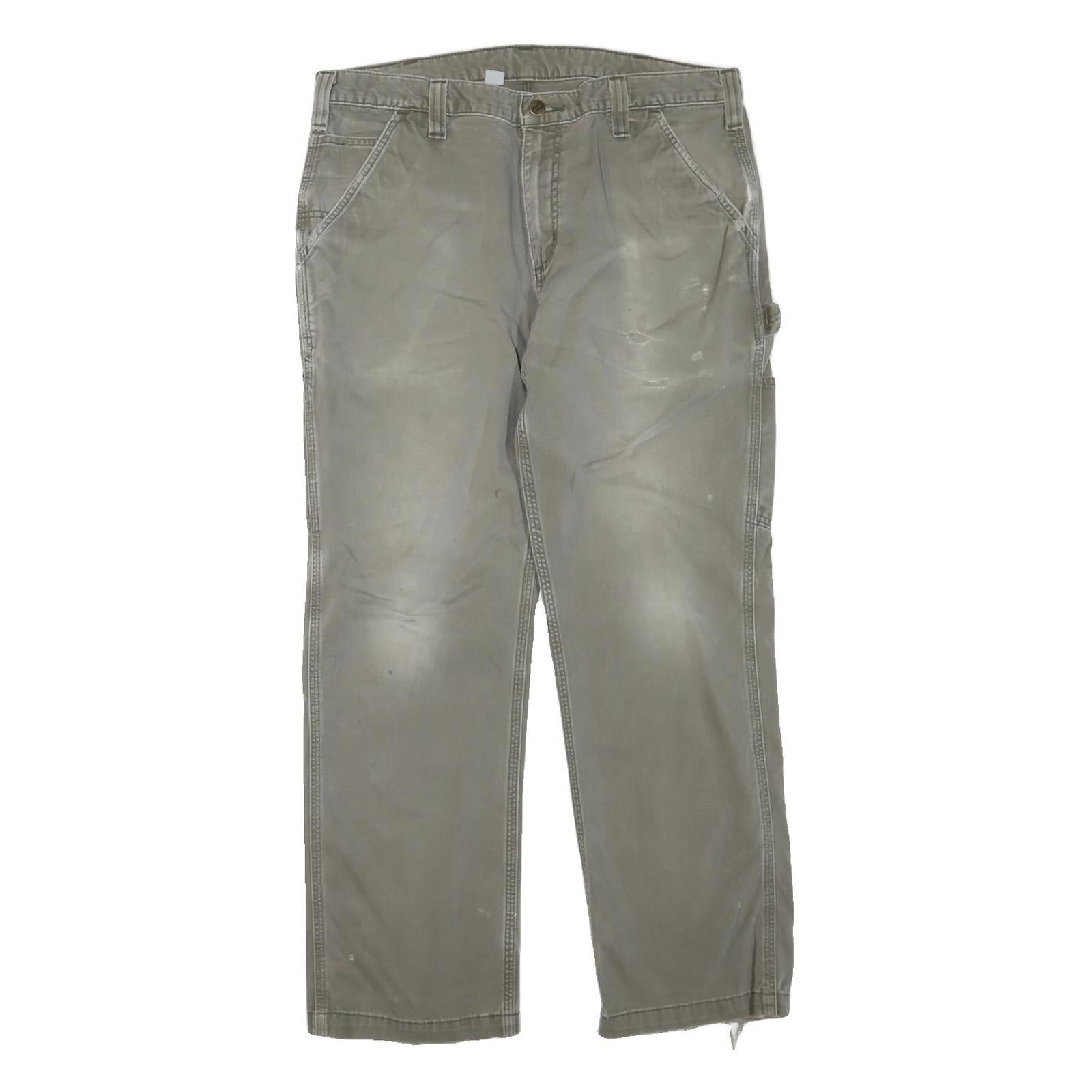 CARHARTT Mens Regular Fit Beige Cotton Blend Workwear Trousers W36 L30 Utility Refurbished - N/A refurbished available on Cerqular