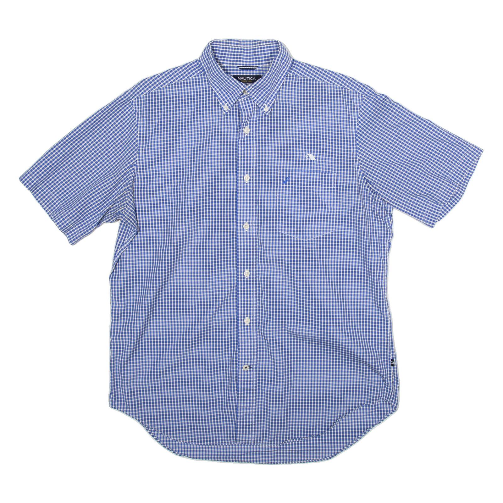 NAUTICA Classic Fit Mens Shirt Blue Gingham M Refurbished - N/A refurbished available on Cerqular