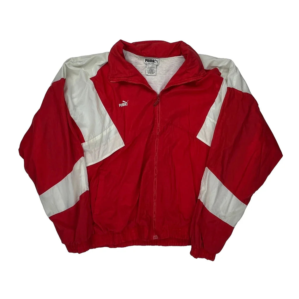 Puma Windbreaker - XL Red Cotton Refurbished - Thrifted (note: this is a term often used to describe second- refurbished available on Cerqular