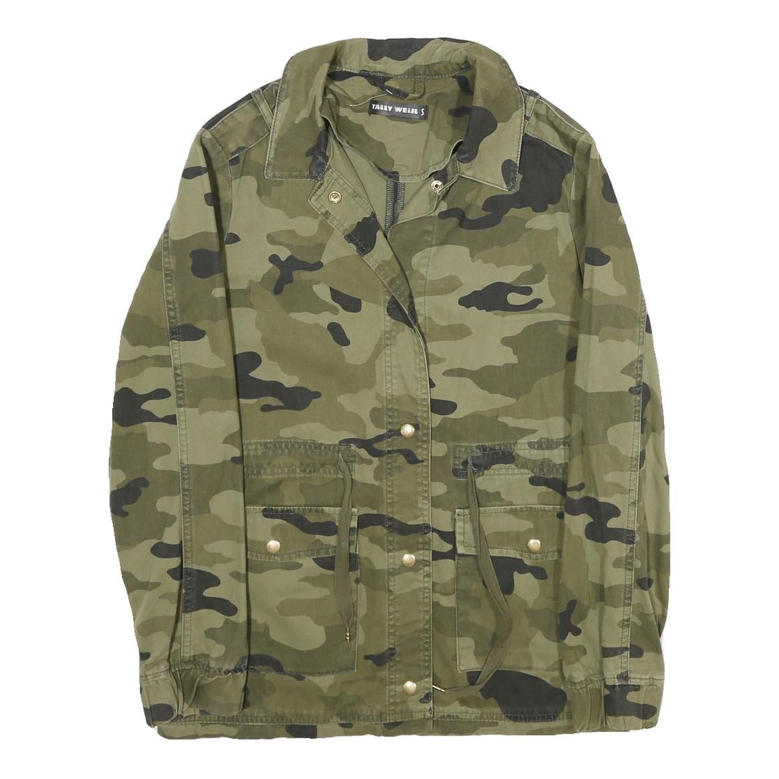 TALLY WEIJL Womens Green Cotton Camouflage Button Jacket S Casual Military Style Refurbished - N/A refurbished available on Cerqular