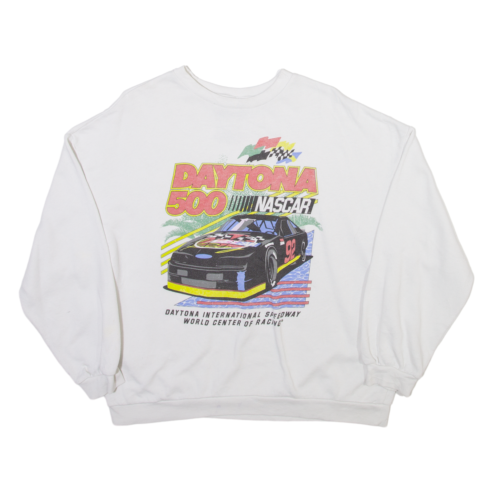 NASCAR Daytona 500 Mens Sweatshirt White USA S Refurbished - N/A refurbished available on Cerqular
