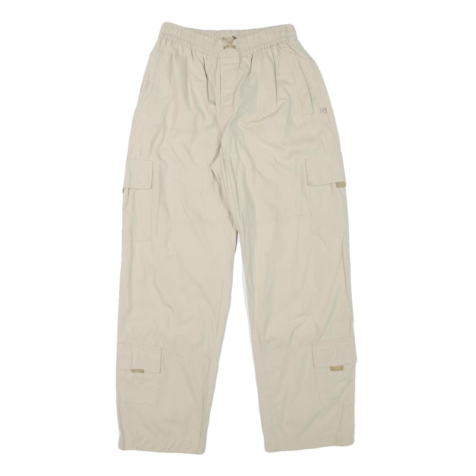 Womens Relaxed Beige Cotton Blend Drawstring Trousers W24 L28 Casual Comfort Refurbished - N/A refurbished available on Cerqular
