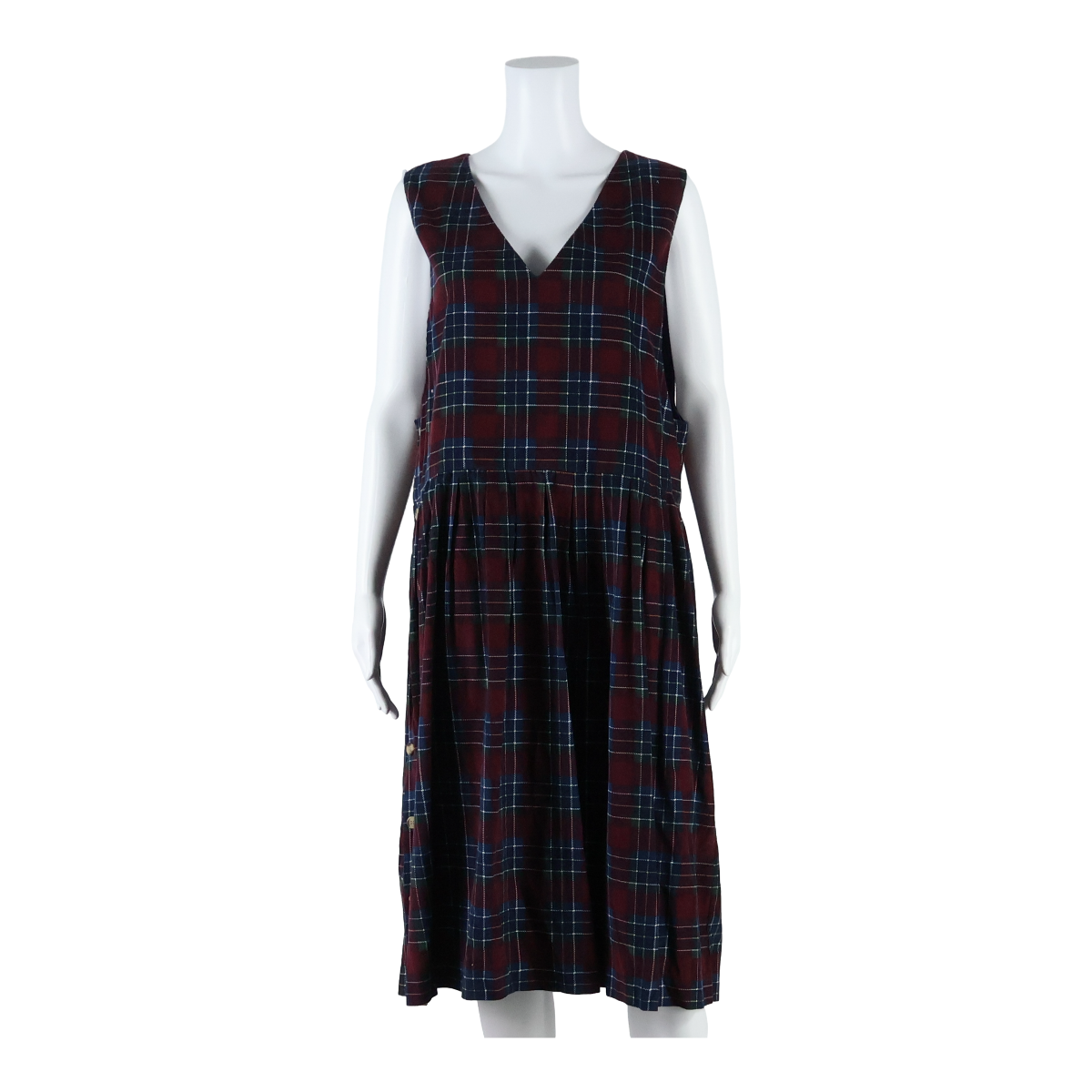 JENNY BUCHANAN Womens Fit & Flare Dress Maroon Check Sleeveless Midi UK 14 Refurbished - N/A refurbished available on Cerqular
