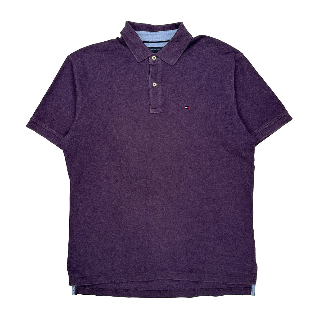Tommy Hilfiger Polo Shirt - Large Purple Cotton Refurbished - Thrifted (note: this is a term often used to describe second- refurbished available on Cerqular
