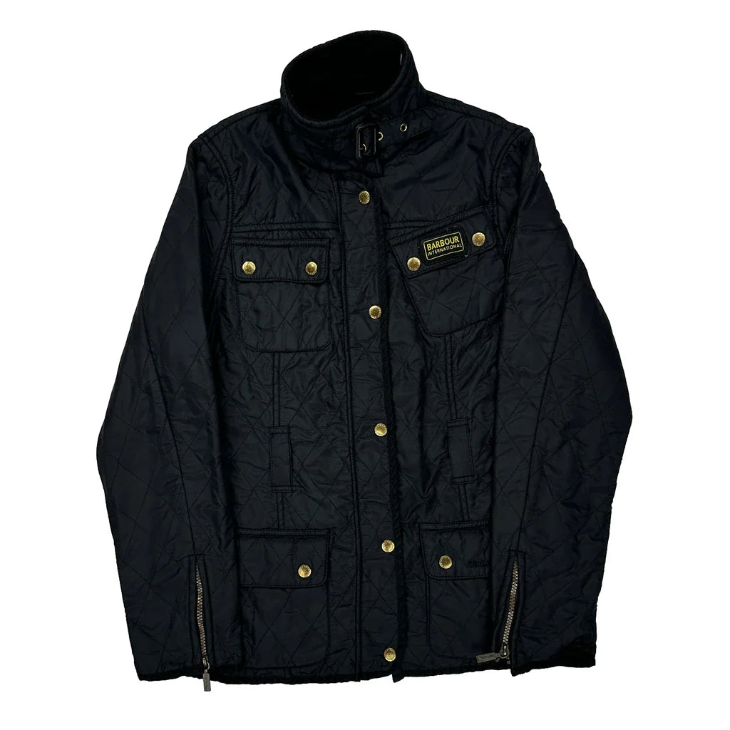 Barbour Jacket - Small Black Polyester Refurbished - Thrifted (note: this is a term often used to describe second- refurbished available on Cerqular