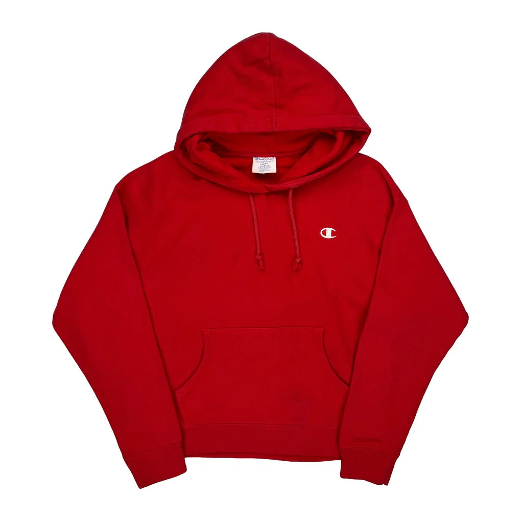 Reverse Weave Champion Hoodie - Large Red Cotton Refurbished - Thrifted (note: this is a term often used to describe second- refurbished available on Cerqular
