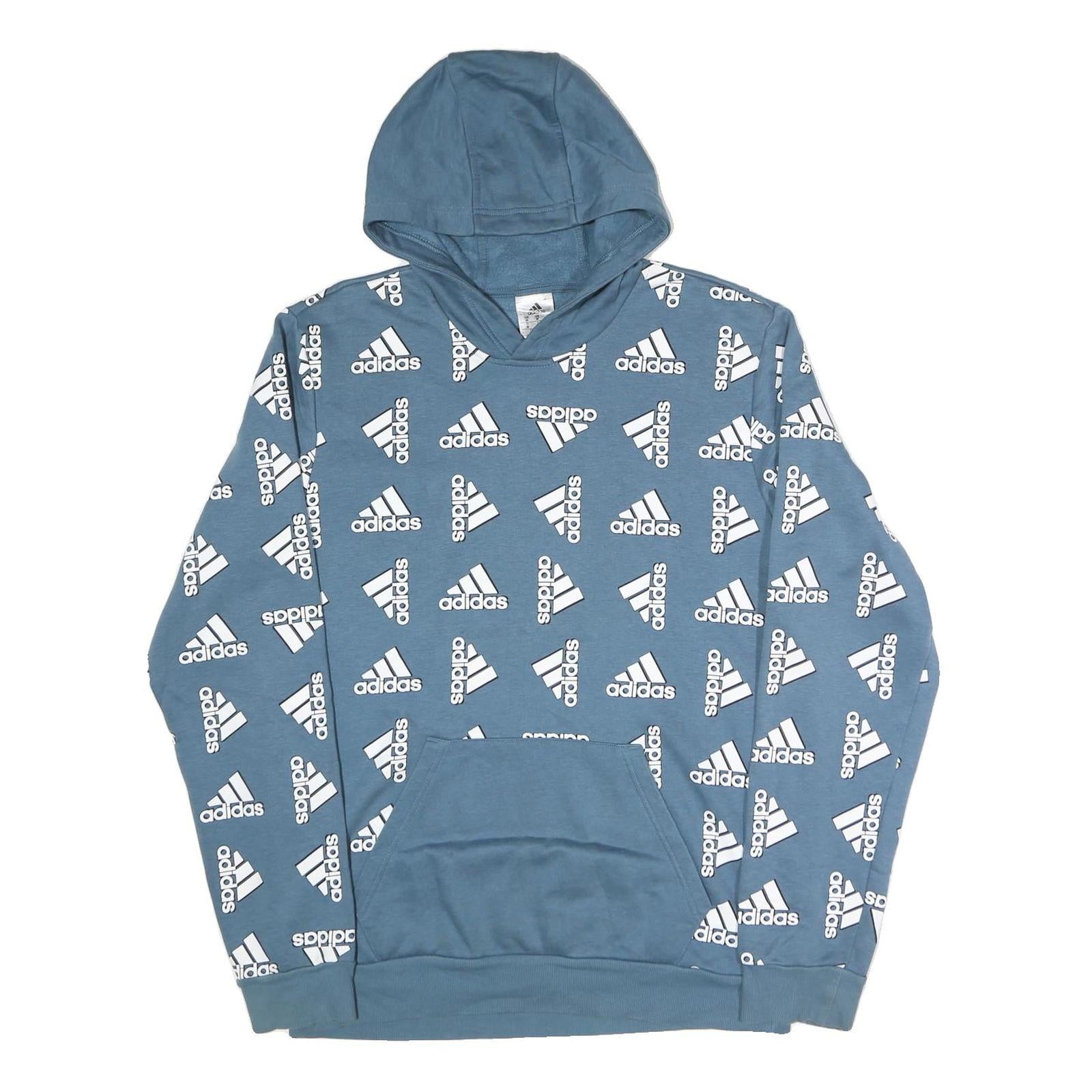 Buy ADIDAS Mens Blue All Over Logo Pullover Hoodie M Cotton Blend Refurbished - $33.79 ADIDAS Mens Blue All Over Logo Pullover Hoodie M Cotton Blend Refurbished - N/A refurbished available on Cerqular