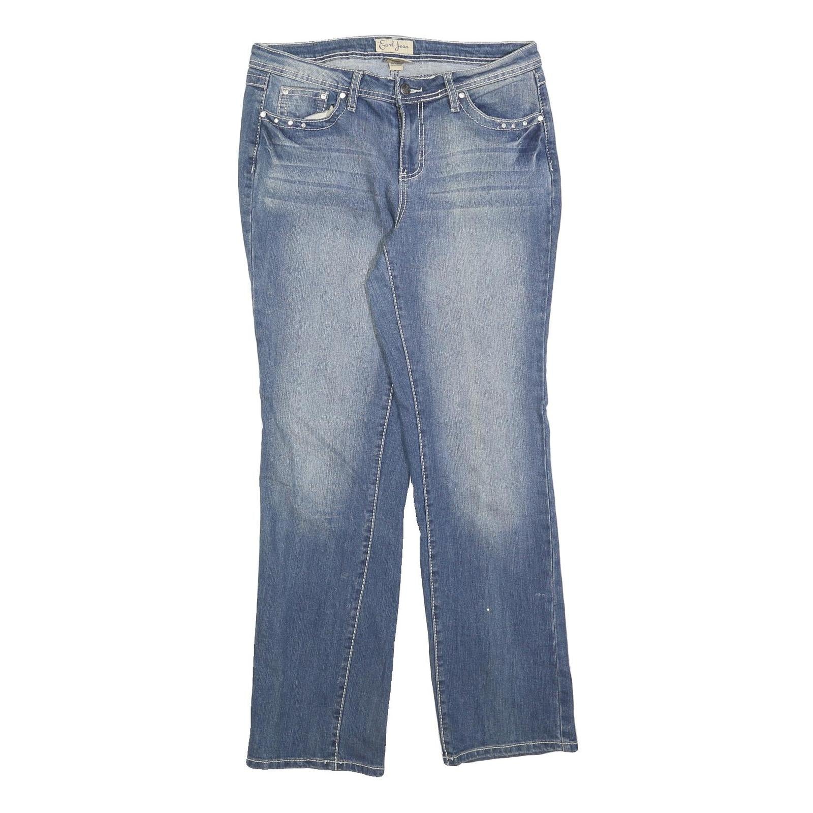 EARL Womens Blue Regular Fit Straight Leg Denim Jeans W32 L30 Embroidered Back Refurbished - N/A refurbished available on Cerqular