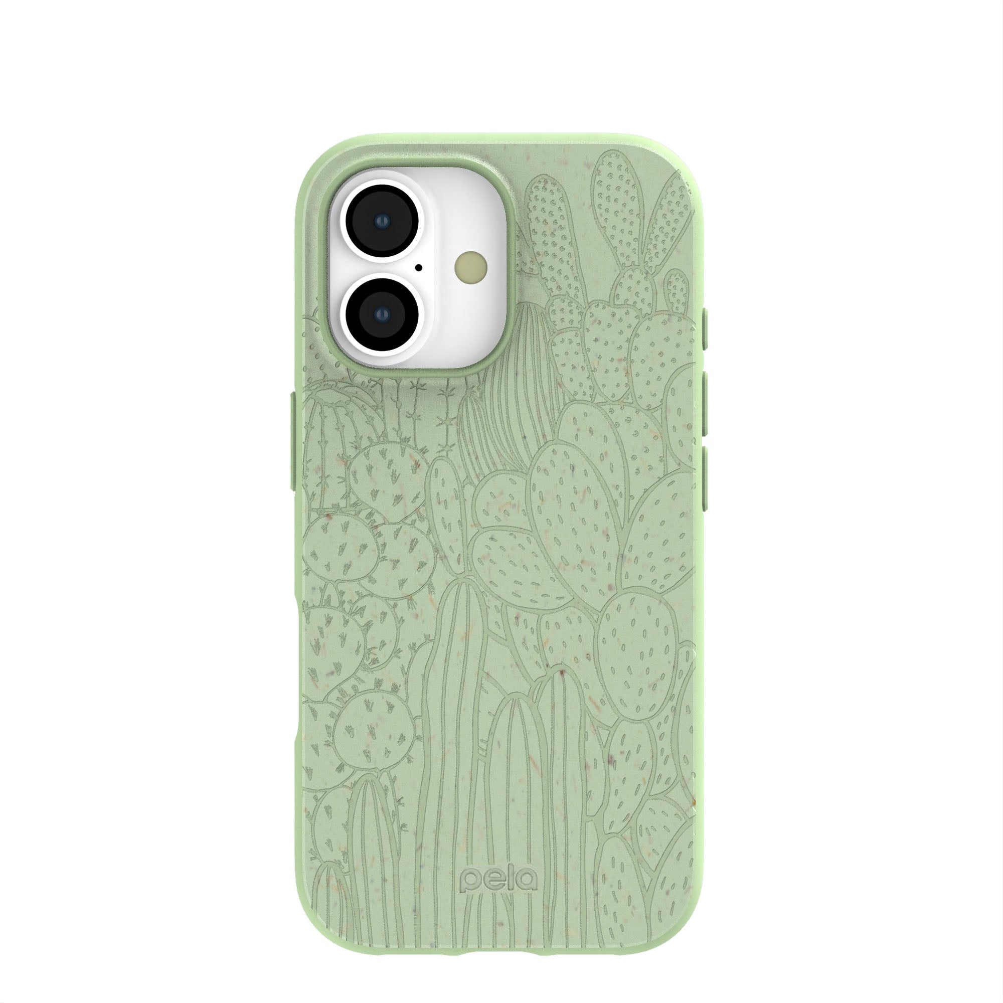 Sage Green Cacti iPhone 17 Case | MagSafe Compatibility: Without MagSafe Refurbished - Pela Case refurbished available on Cerqular